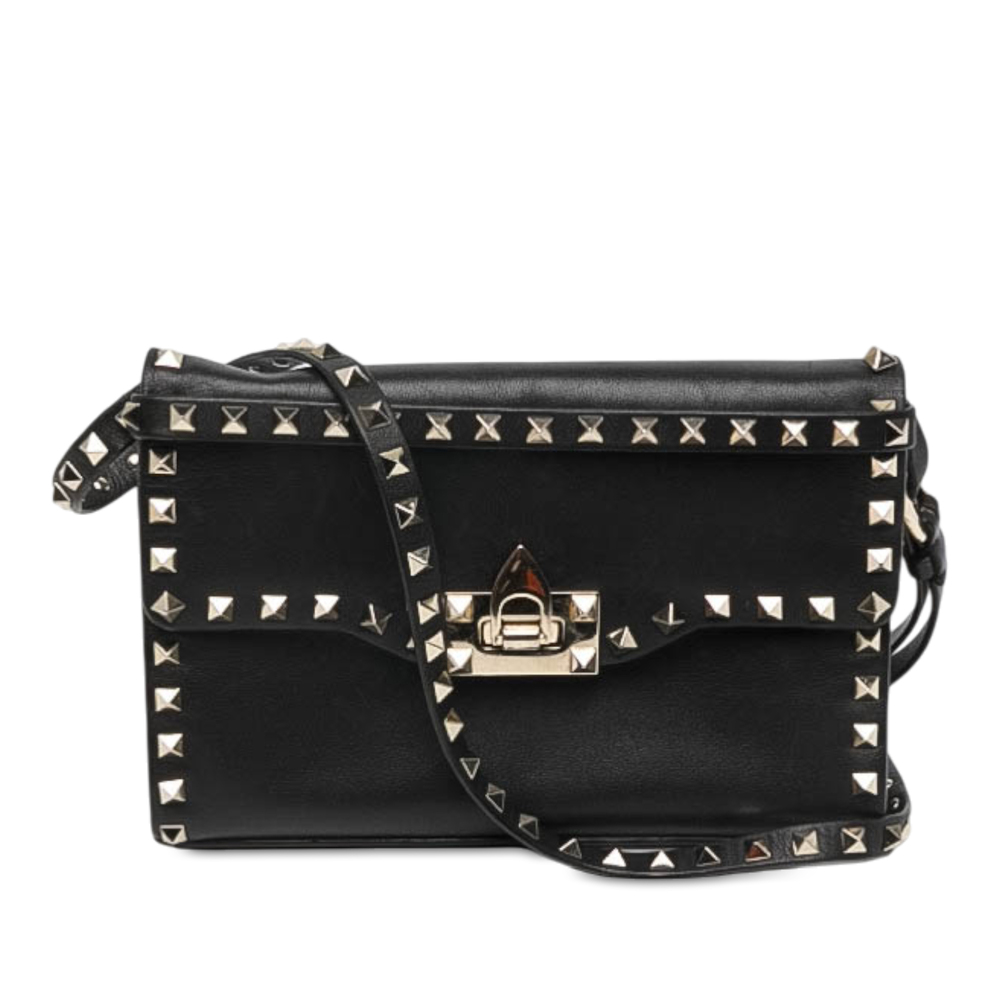 Pre-Loved Valentino Small Leather Rockstud Flip Lock Crossbody